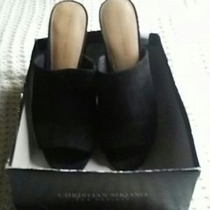 Black suede chunky heel shoes